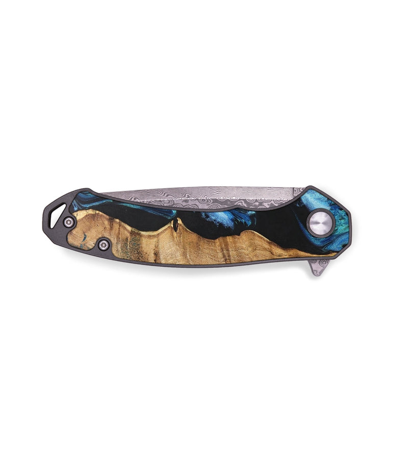 EDC Wood+Resin Pocket Knife - King (Blue, 701855)