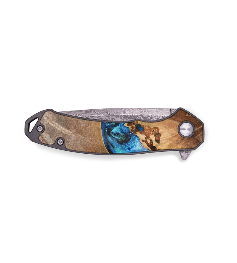 EDC Wood+Resin Pocket Knife - Tasha (Blue, 701862)