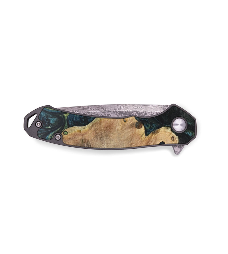 EDC Wood+Resin Pocket Knife - Tamika (Green, 701868)