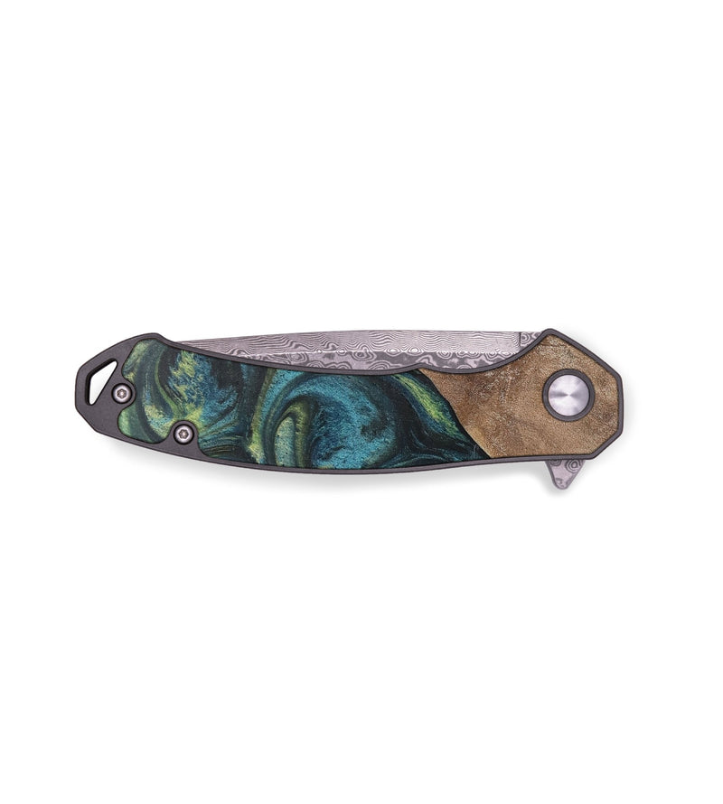 EDC Wood+Resin Pocket Knife - Myrtle (Green, 701879)