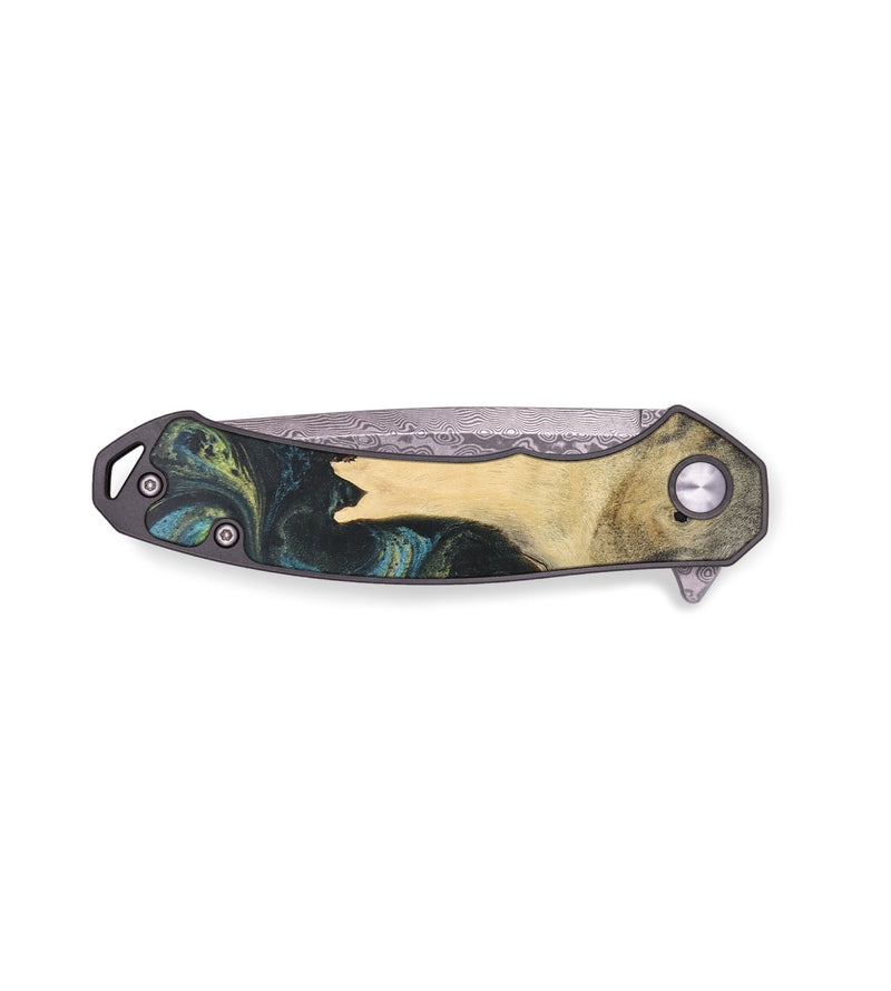 EDC Wood+Resin Pocket Knife - Ethel (Green, 701881)