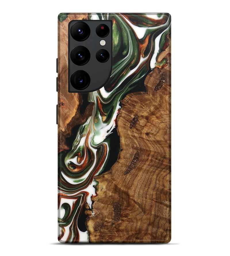 Galaxy S22 Ultra Wood+Resin Live Edge Phone Case - Lia (Green, 702102)