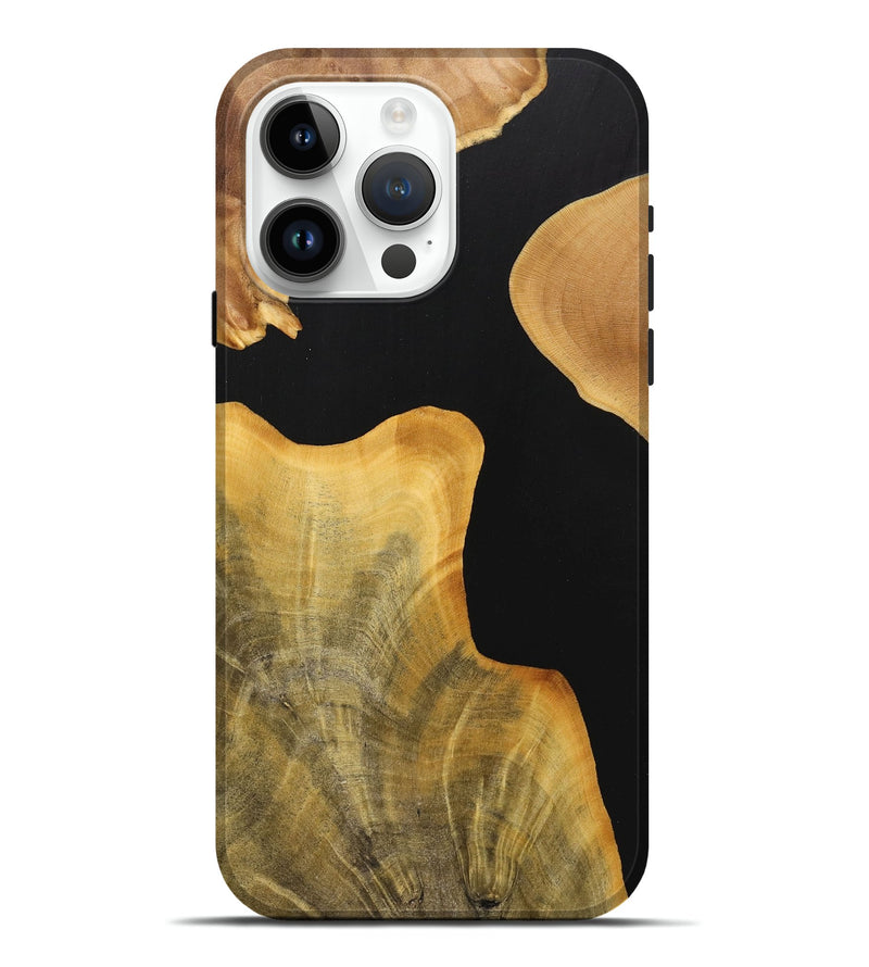 iPhone 15 Pro Max Wood+Resin Live Edge Phone Case - Adonis (Pure Black, 702111)