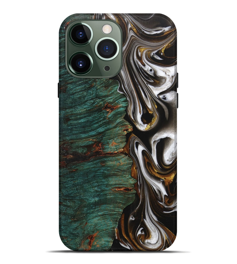 iPhone 13 Pro Max Wood+Resin Live Edge Phone Case - Albert (Black & White, 702124)
