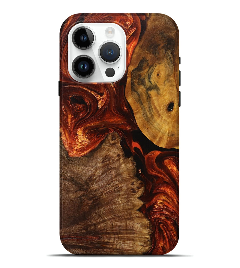 iPhone 15 Pro Max Wood+Resin Live Edge Phone Case - Shanice (Red, 702143)