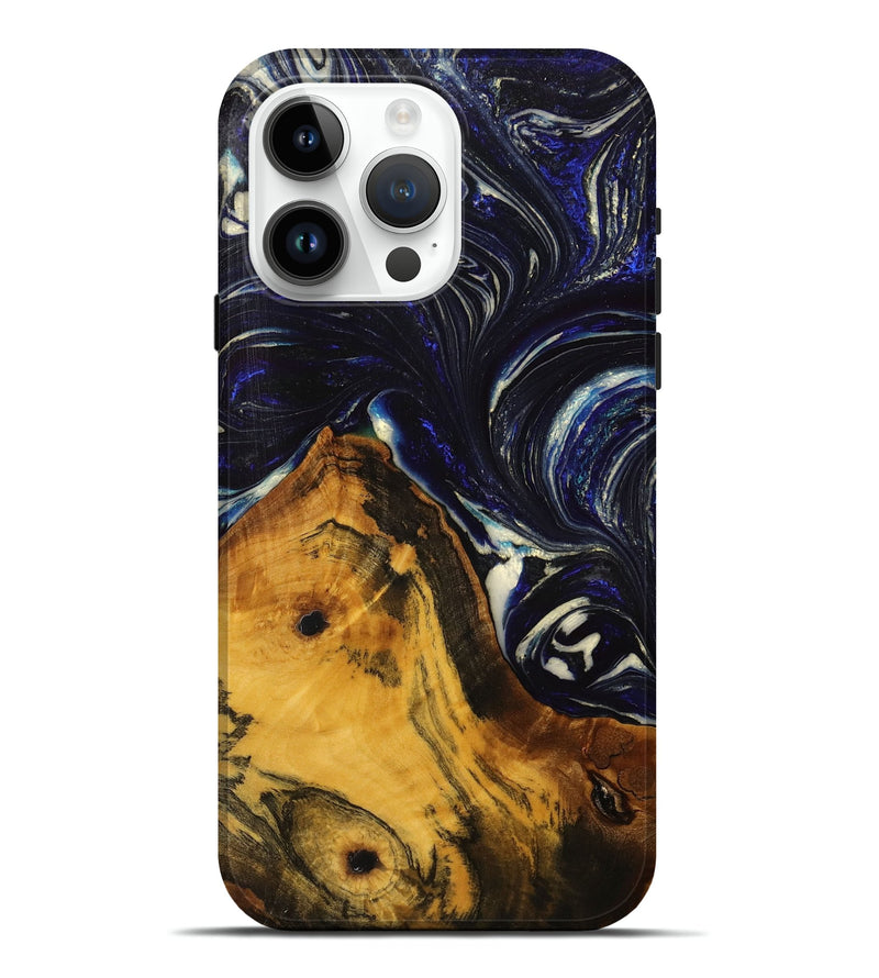 iPhone 15 Pro Max Wood+Resin Live Edge Phone Case - Nash (Blue, 702235)