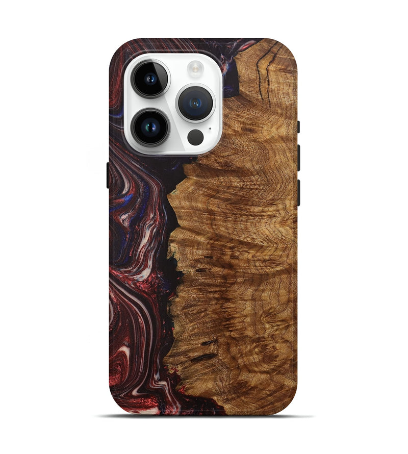 iPhone 15 Pro Wood+Resin Live Edge Phone Case - Therese (Red, 702240)