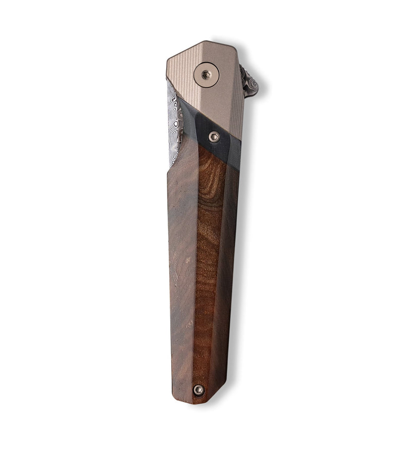 Live Edge Wood+Resin Pocket Knife - Kingston (Wood Burl, 702353)