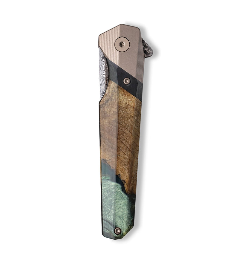Live Edge Wood+Resin Pocket Knife - Dulce (Green, 702618)