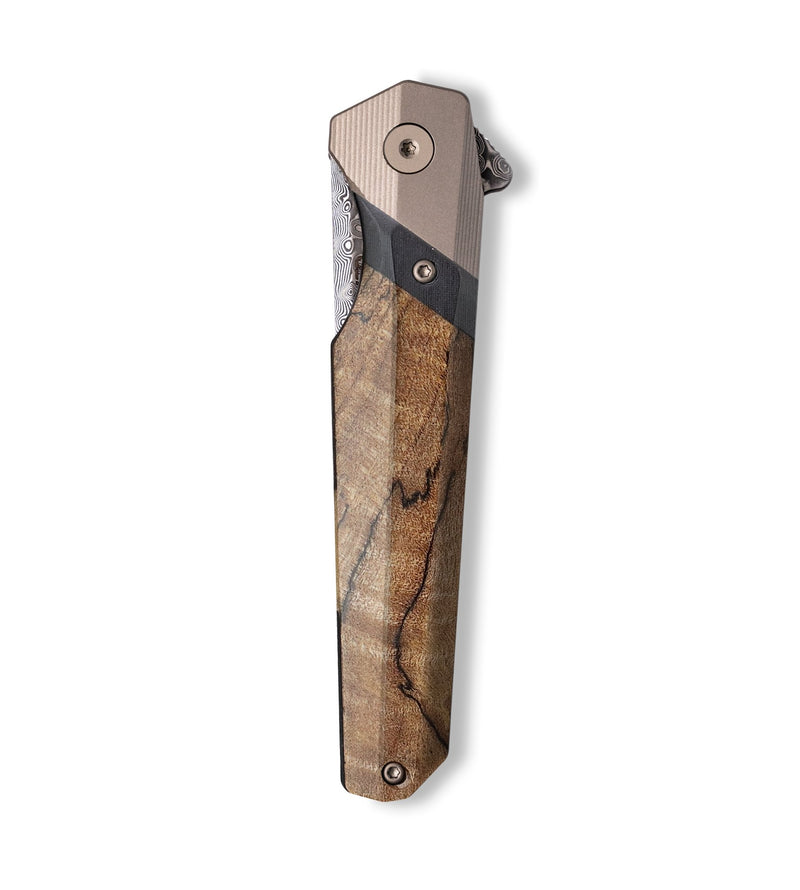 Live Edge Wood+Resin Pocket Knife - Sheila (Wood Burl, 702657)