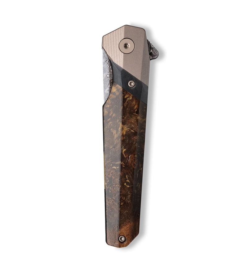 Live Edge Wood+Resin Pocket Knife - Lennox (Wood Burl, 702669)