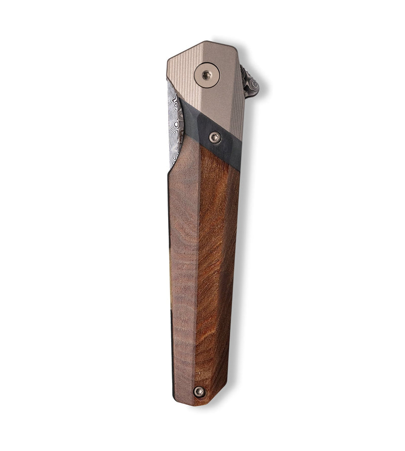 Live Edge Wood+Resin Pocket Knife - Claudia (Wood Burl, 702670)