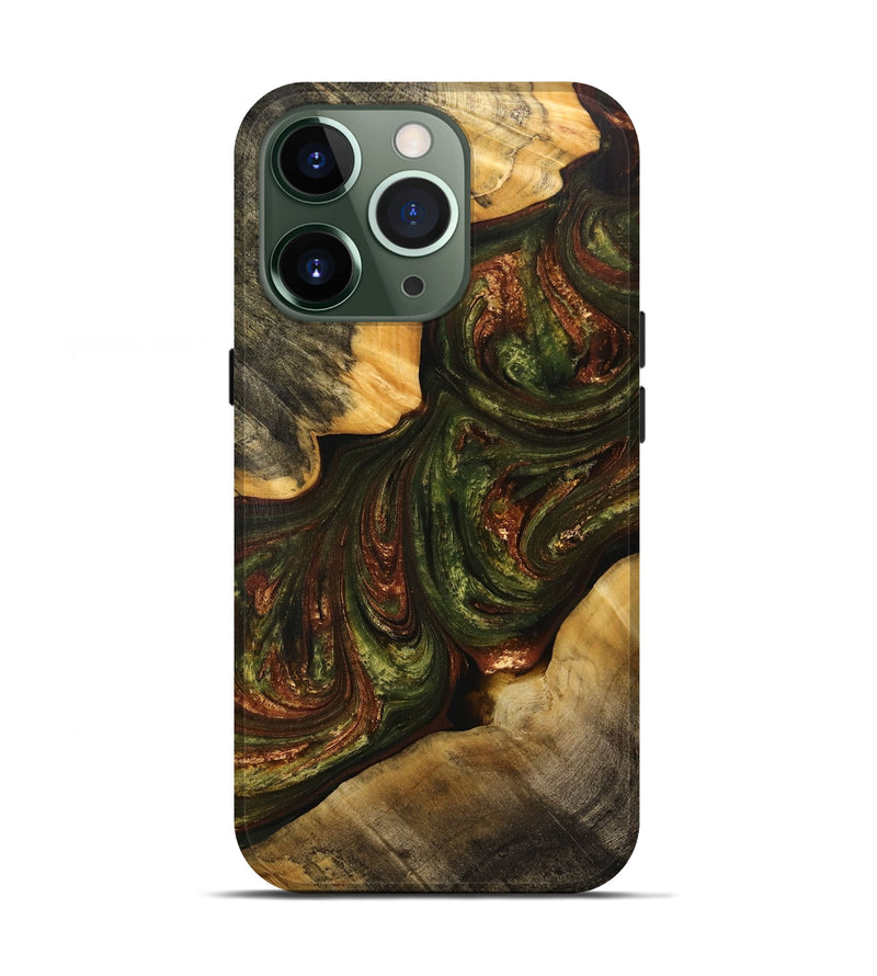 iPhone 13 Pro Wood+Resin Live Edge Phone Case - Autumn (Green, 702763)