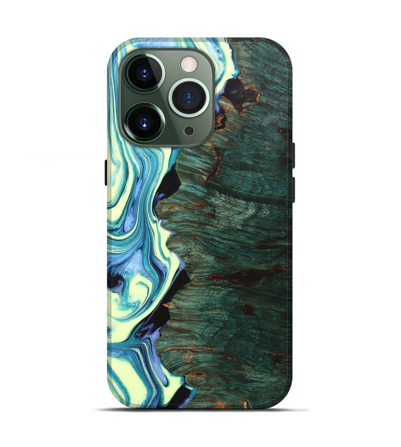 iPhone 13 Pro Wood+Resin Live Edge Phone Case - Katherine (Green, 702766)