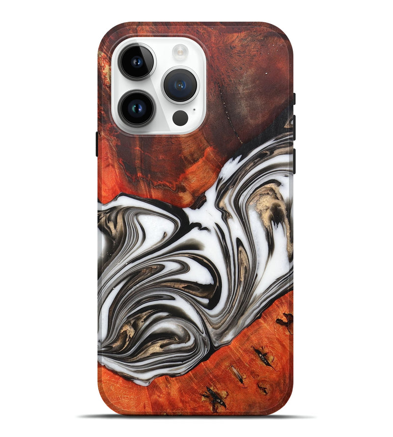 iPhone 15 Pro Max Wood+Resin Live Edge Phone Case - Daleyza (Black & White, 702937)