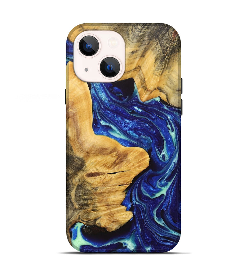 iPhone 13 Wood+Resin Live Edge Phone Case - Victoria (Blue, 702939)