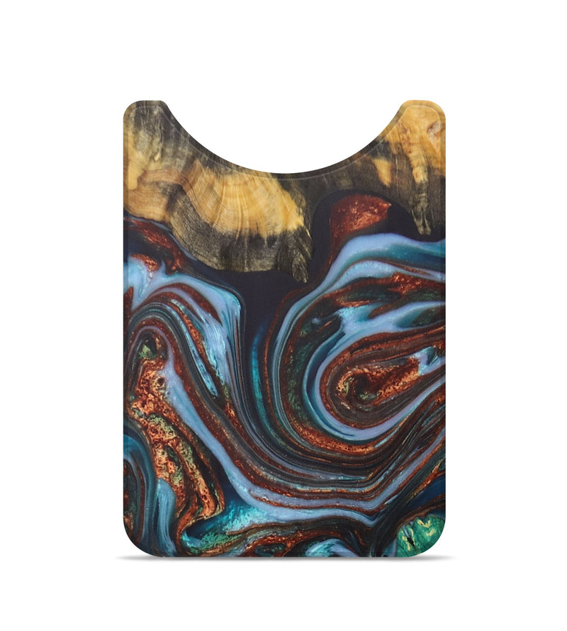Live Edge Wood+Resin Wallet - Carl (Teal & Gold, 702953)