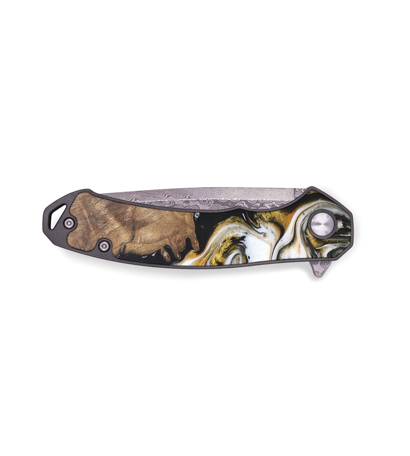 EDC Wood+Resin Pocket Knife - Nevaeh (Black & White, 702955)