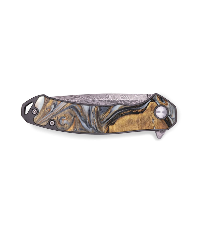 EDC Wood+Resin Pocket Knife - Sheryl (Black & White, 702959)