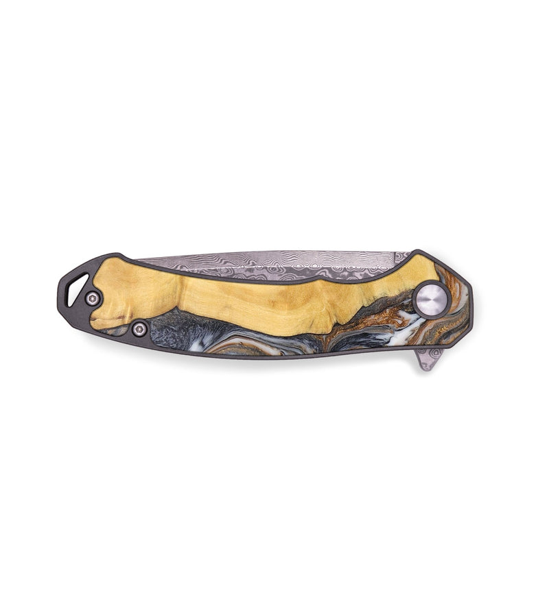 EDC Wood+Resin Pocket Knife - Brittney (Black & White, 702960)