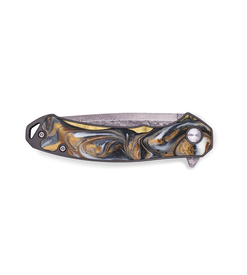 EDC Wood+Resin Pocket Knife - Carrie (Black & White, 702961)