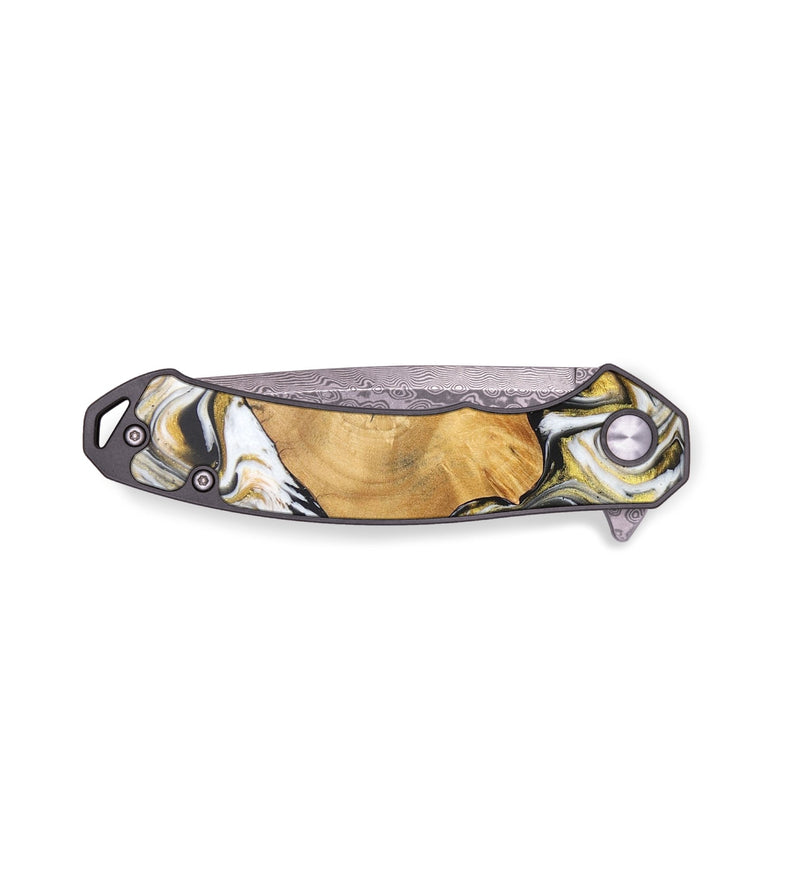 EDC Wood+Resin Pocket Knife - Izabella (Black & White, 702963)
