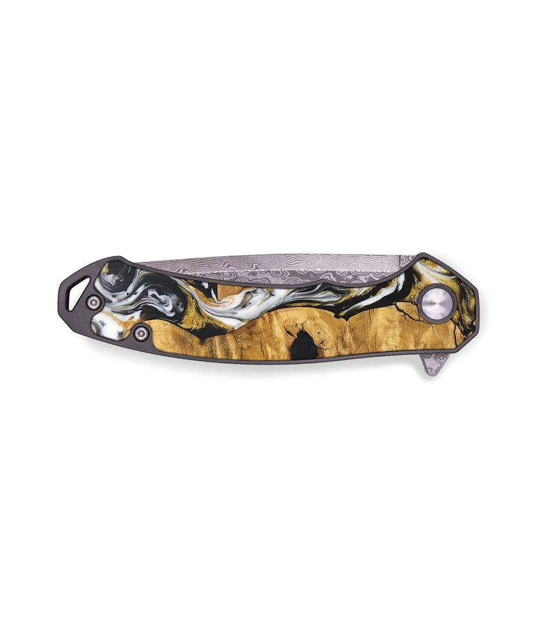 EDC Wood+Resin Pocket Knife - Sienna (Black & White, 702964)