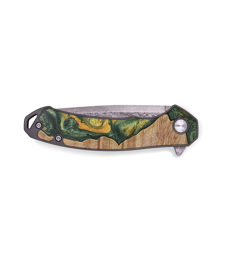 EDC Wood+Resin Pocket Knife - Tyrone (Green, 702971)