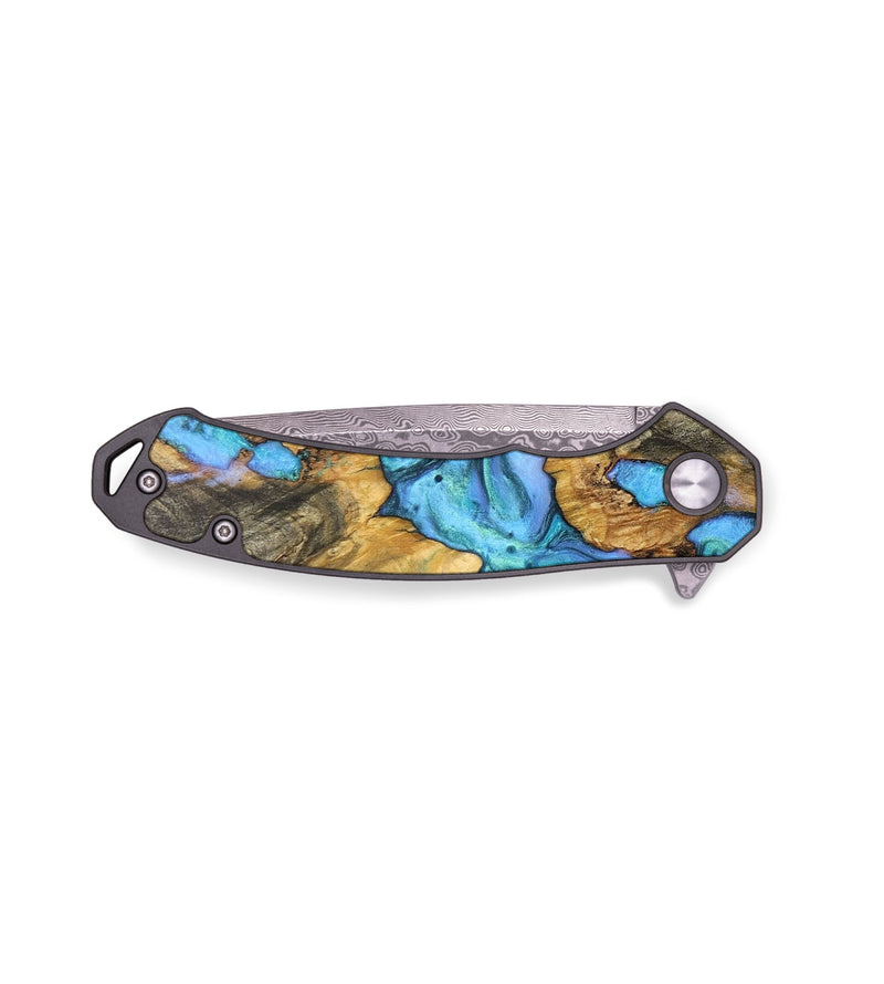EDC Wood+Resin Pocket Knife - Ronnie (Blue, 702976)