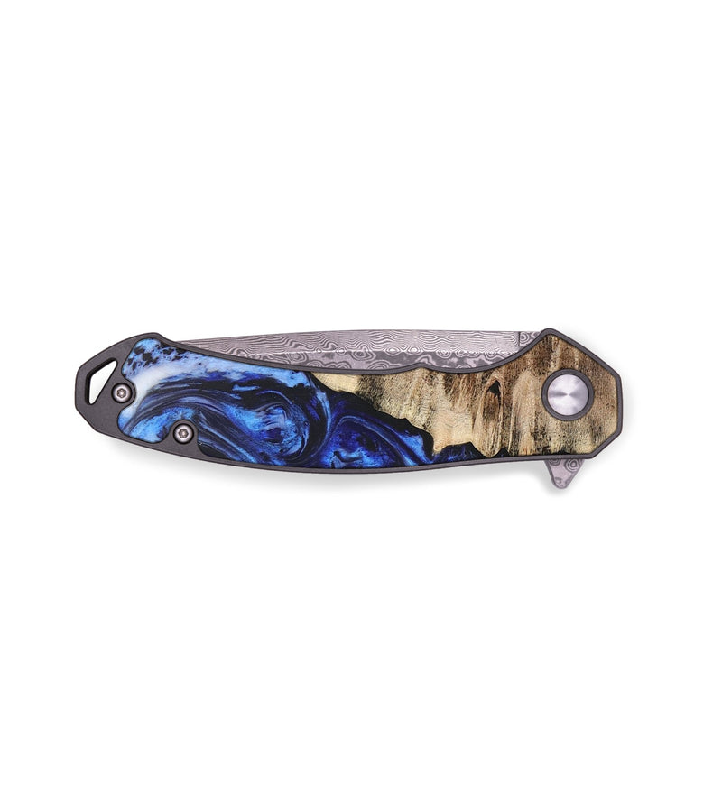 EDC Wood+Resin Pocket Knife - Demetrius (Blue, 702977)