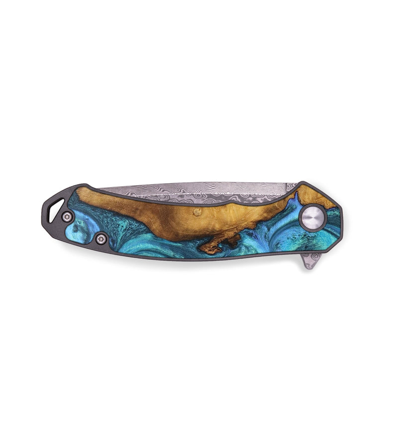 EDC Wood+Resin Pocket Knife - Aubrey (Blue, 702978)