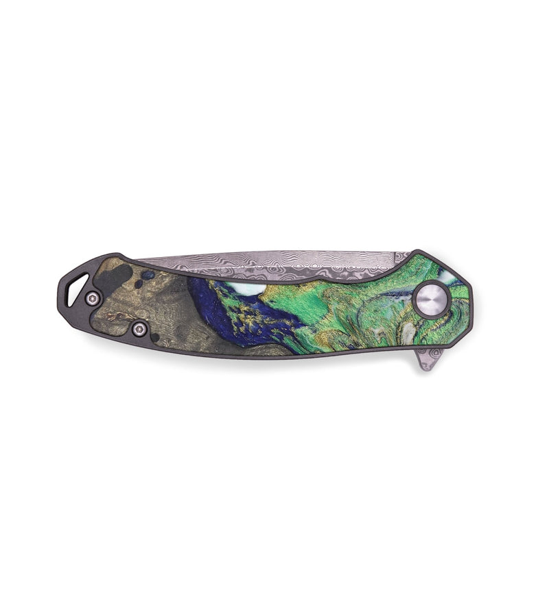EDC Wood+Resin Pocket Knife - Kerri (Green, 702987)