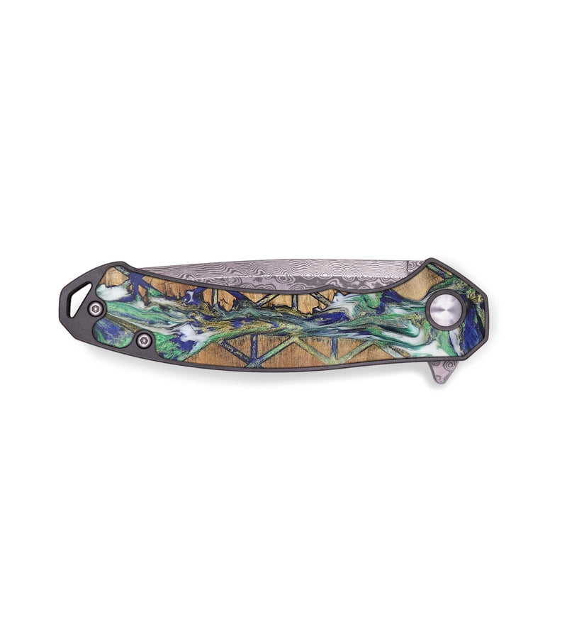 EDC Wood+Resin Pocket Knife - Jade (Pattern, 703033)