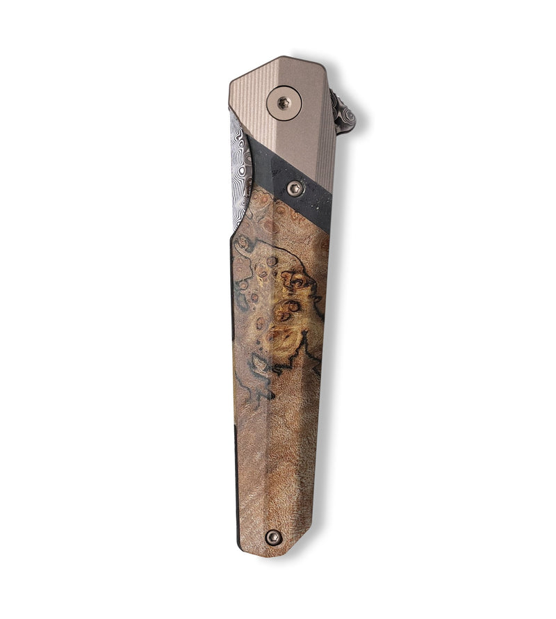 Live Edge Wood+Resin Pocket Knife - Anna (Wood Burl, 703046)