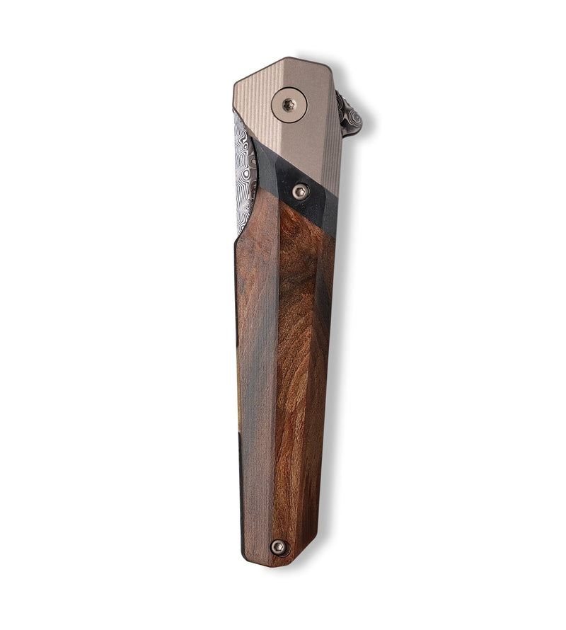 Live Edge Wood+Resin Pocket Knife - Wynter (Wood Burl, 703058)