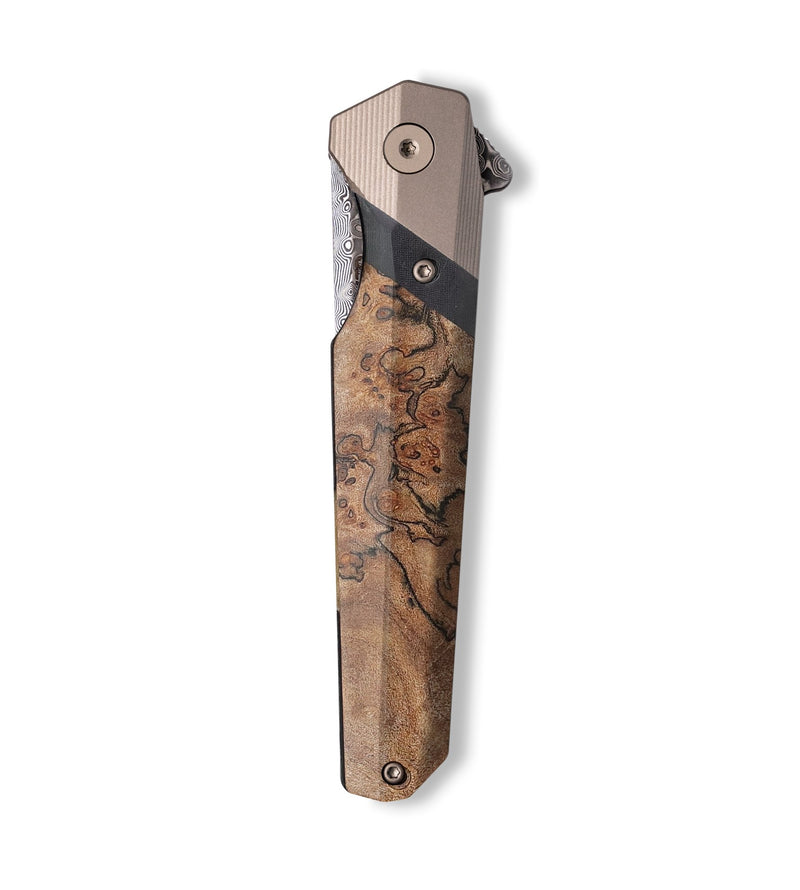 Live Edge Wood+Resin Pocket Knife - Griffin (Wood Burl, 703082)