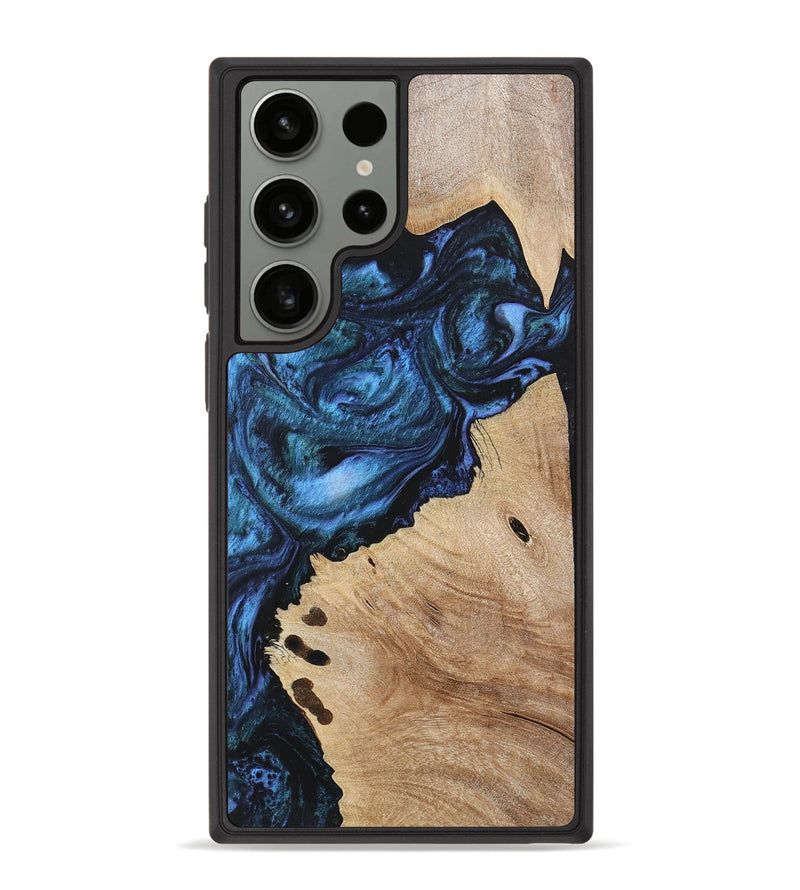 Galaxy S23 Ultra Wood+Resin Phone Case - Patricia (Blue, 703160)