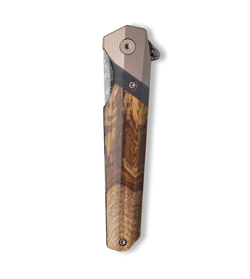 Live Edge Wood+Resin Pocket Knife - Octavia (Wood Burl, 703235)