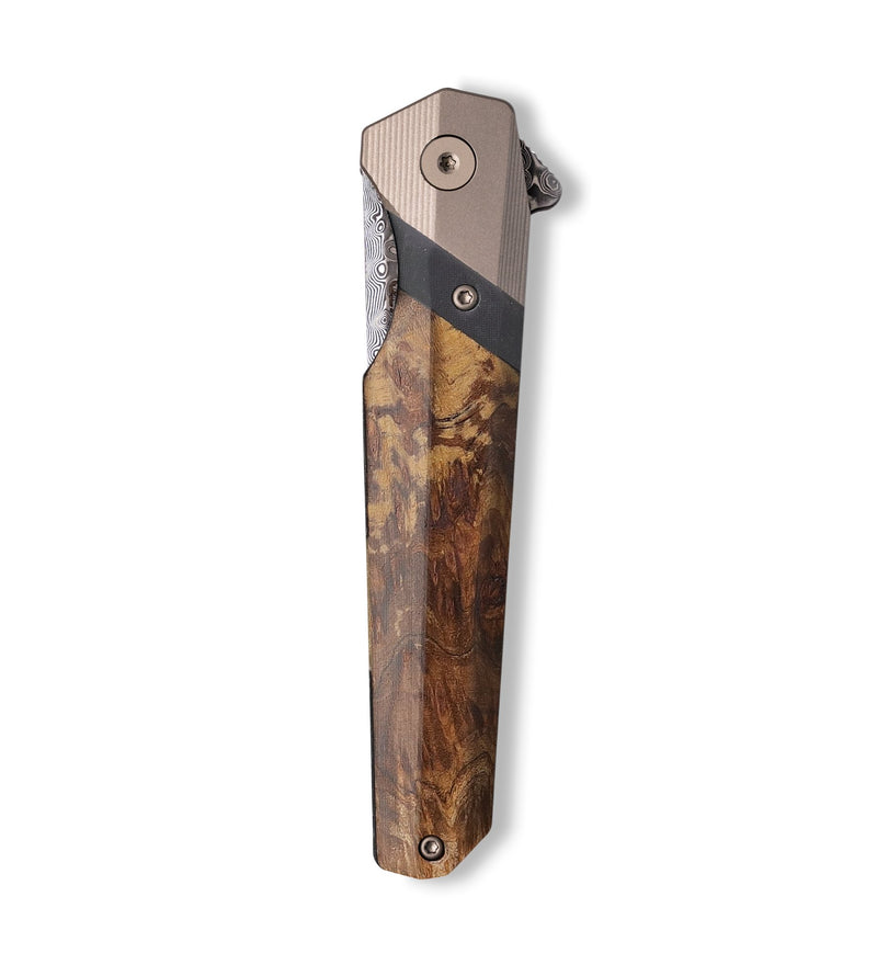 Live Edge Wood+Resin Pocket Knife - Jakob (Wood Burl, 703258)
