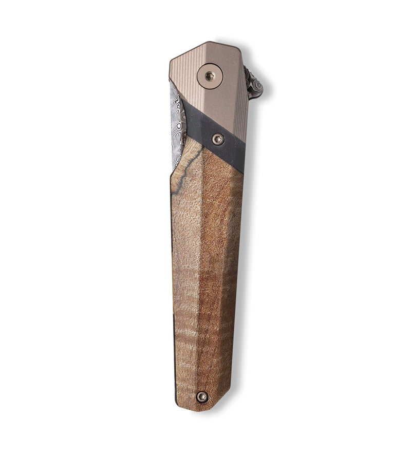 Live Edge Wood+Resin Pocket Knife - Damon (Wood Burl, 703263)