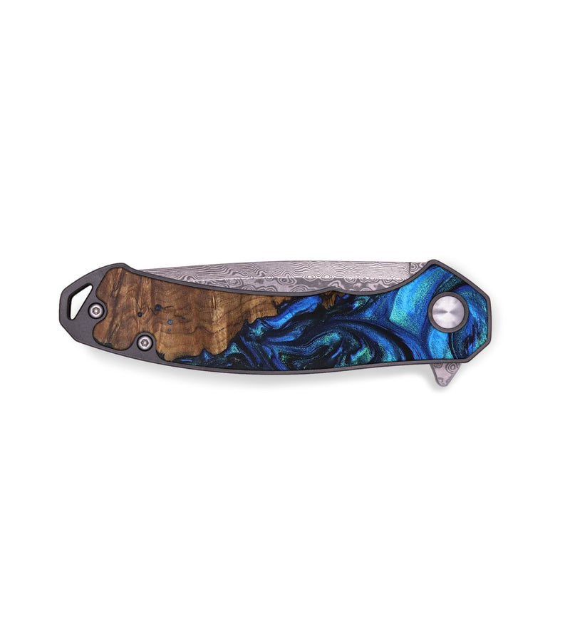 EDC Wood+Resin Pocket Knife - Kaleb (Blue, 704202)