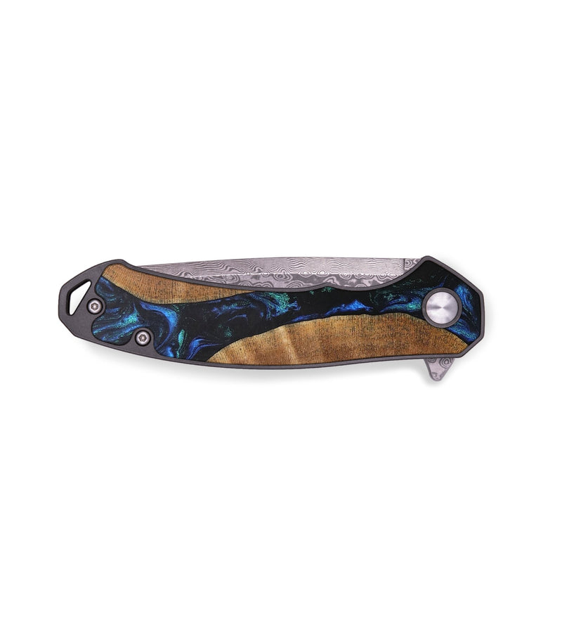 EDC Wood+Resin Pocket Knife - Everly (Blue, 704204)