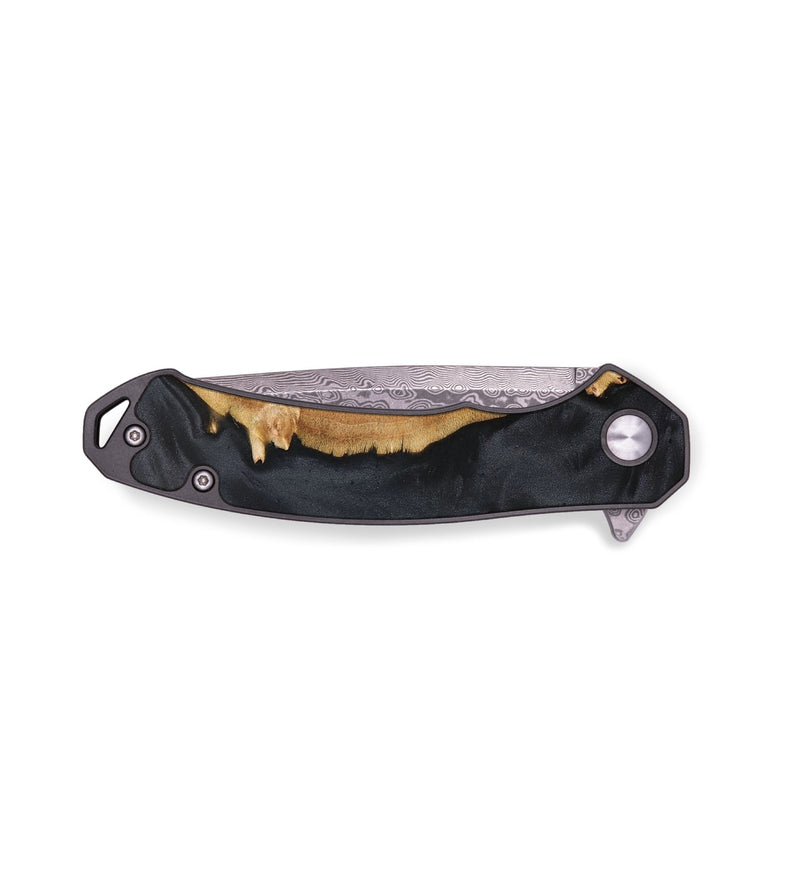 EDC Wood+Resin Pocket Knife - Rowan (Pure Black, 704216)