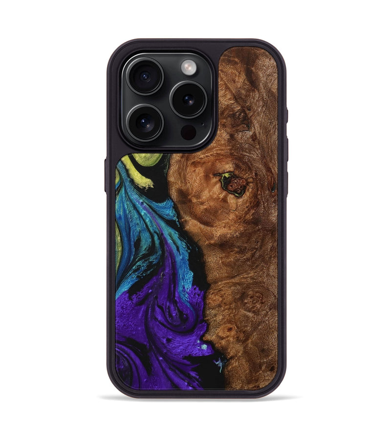 iPhone 15 Pro Wood+Resin Phone Case - Amiyah (Ombre, 704358)