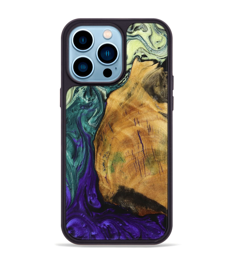 iPhone 14 Pro Max Wood+Resin Phone Case - Mathew (Ombre, 704422)