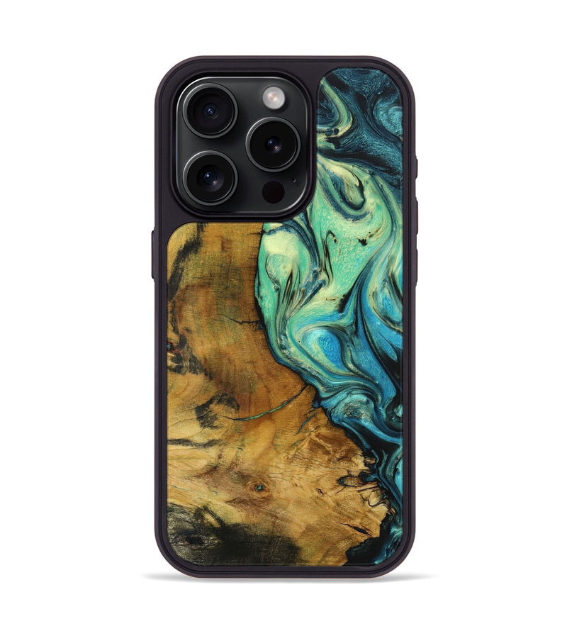 iPhone 15 Pro Wood+Resin Phone Case - Ginger (Ombre, 704429)
