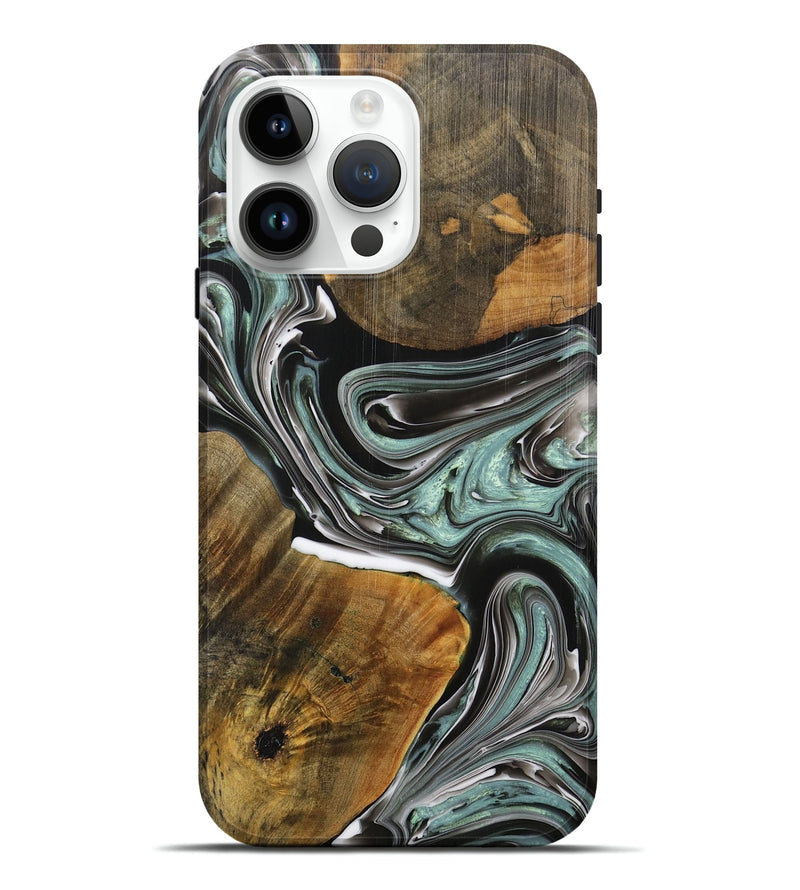 iPhone 15 Pro Max Wood+Resin Live Edge Phone Case - Brantley (Black & White, 704601)