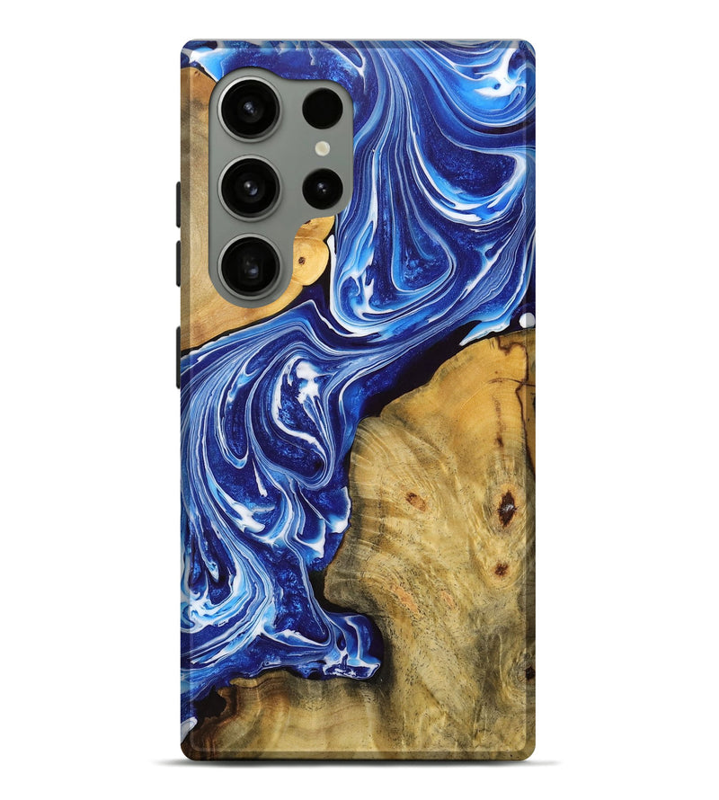 Galaxy S24 Ultra Wood+Resin Live Edge Phone Case - Tricia (Blue, 704607)