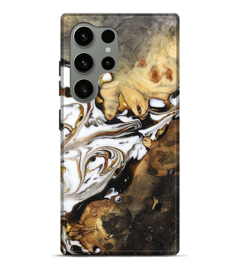 Galaxy S24 Ultra Wood+Resin Live Edge Phone Case - Dominic (Black & White, 704608)