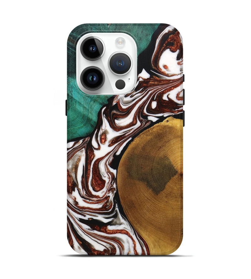iPhone 15 Pro Wood+Resin Live Edge Phone Case - Annabelle (Black & White, 704609)